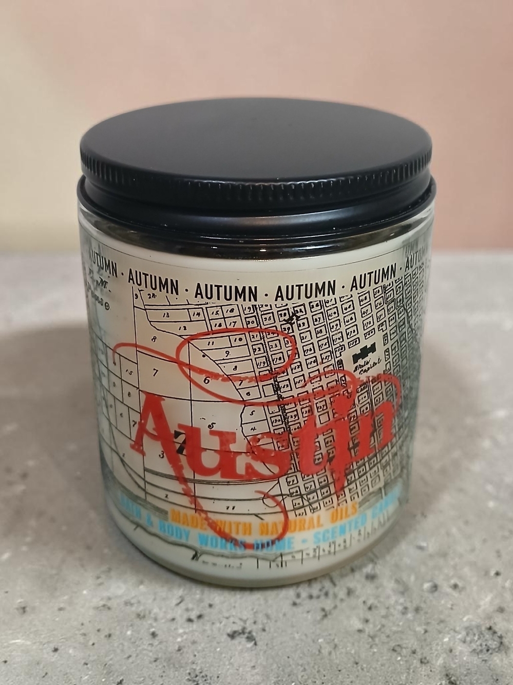 Austin ~Autamn Scented Candle - Red & Cream Label